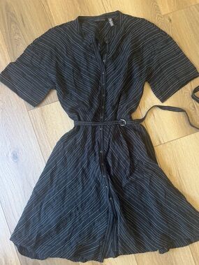 Apostrophe Pinstriped dress with belt